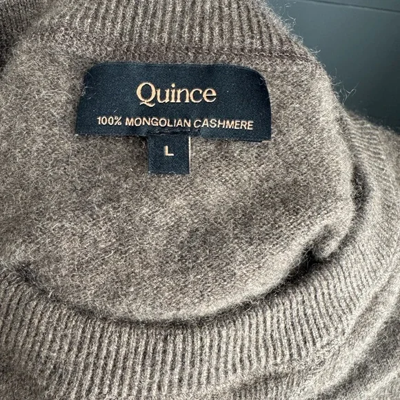 Quince 100% Mongolian Cashmere Soft Brown Crew Neck Sweater size Large - Picture 4 of 9